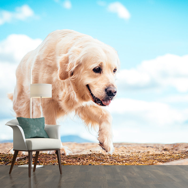 Washable Stain Resistant Mural Wallpaper Lovely Dogs Indoor Wall Mural