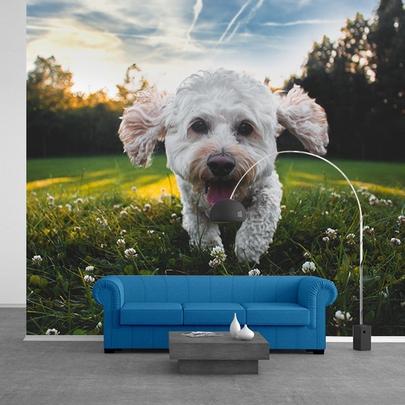 Environment Friendly Resistant Mural Wallpaper Lovely Dogs Living Room Wall Mural