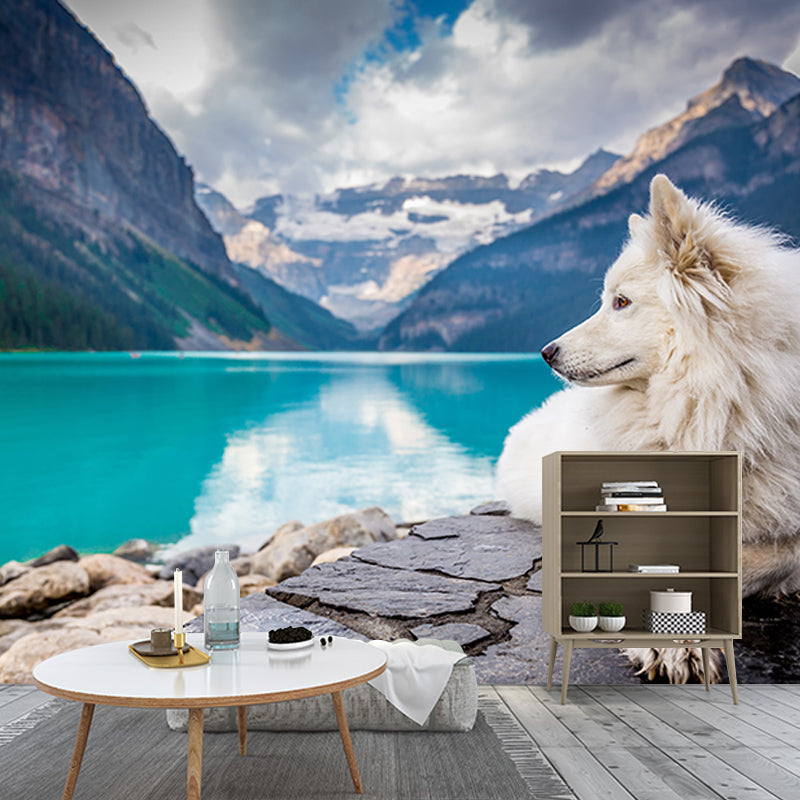 Environment Friendly Resistant Mural Wallpaper Lovely Dogs Living Room Wall Mural