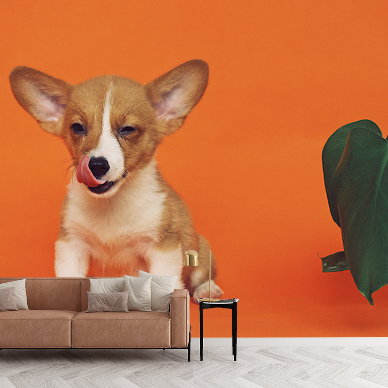 Photography Wall Mural Wallpaper Lovely Dogs Sitting Room Wall Mural