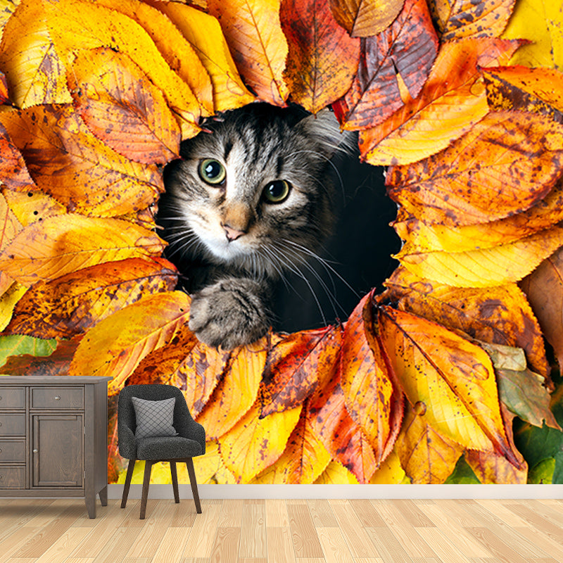 Decorative Photography Mural Wallpaper Cute Cats Indoor Wall Mural
