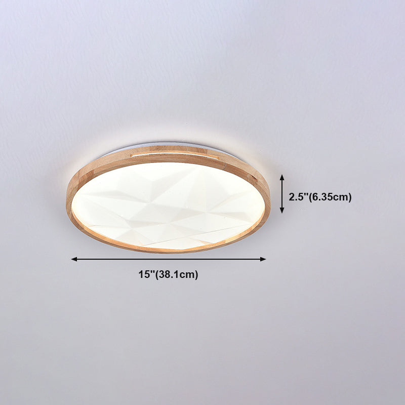 1 Light Circle Ceiling Light Modern Style Wood Ceiling Lighting for Living Room