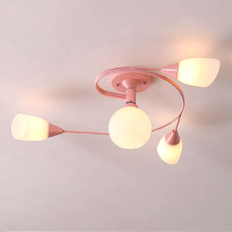 Lámparas de techo coloridas de hierro Luz de montaje de altura de dormitorio simple