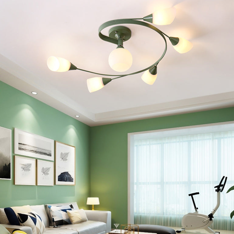 Lámparas de techo coloridas de hierro Luz de montaje de altura de dormitorio simple