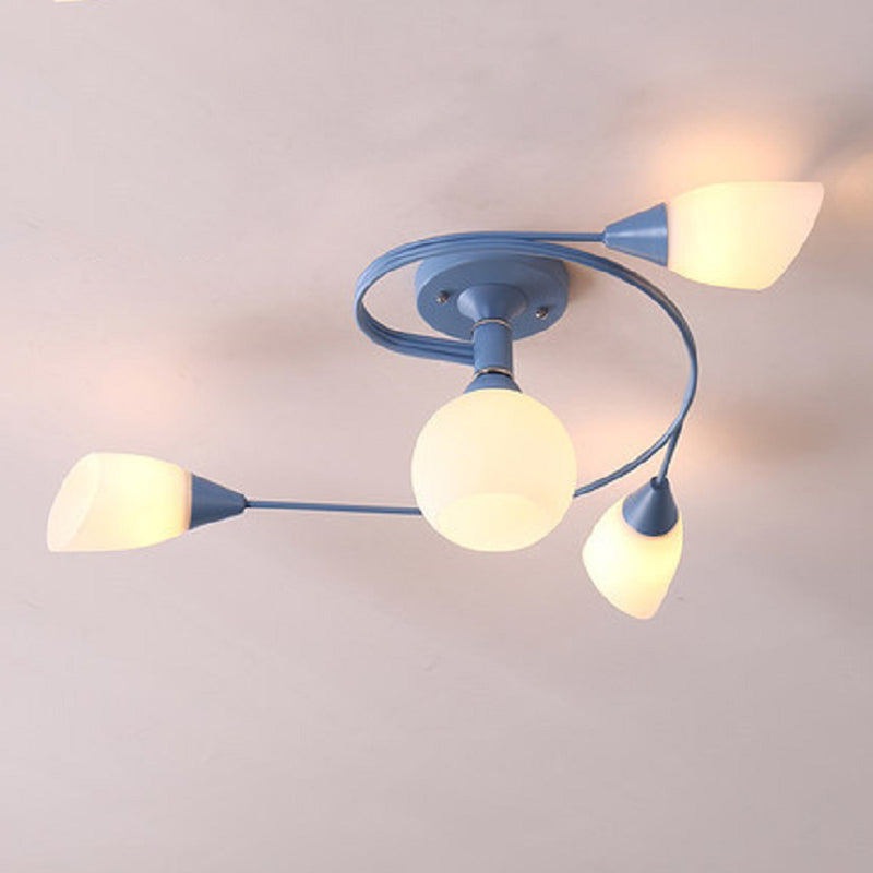 Lámparas de techo coloridas de hierro Luz de montaje de altura de dormitorio simple