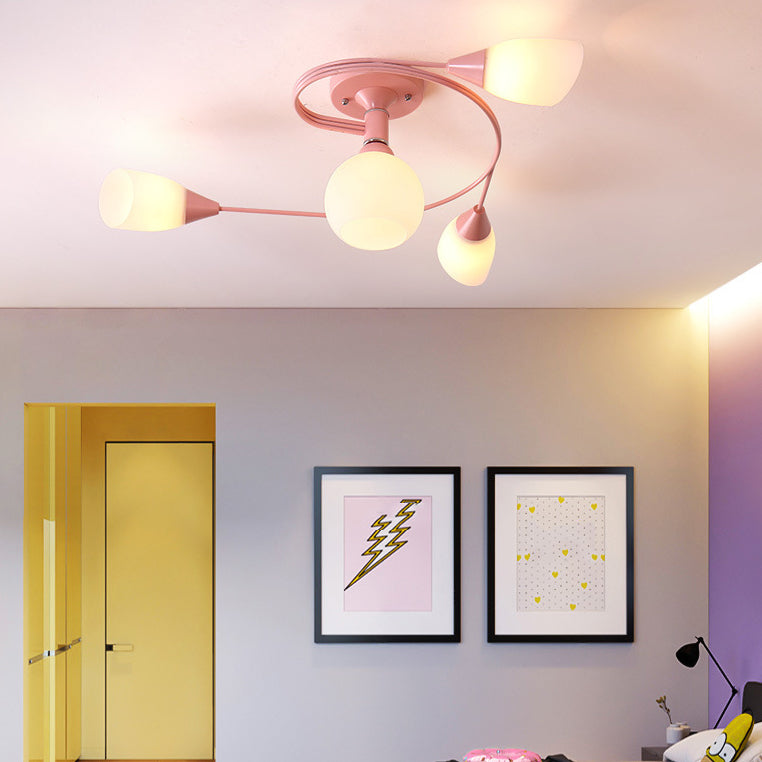 Lámparas de techo coloridas de hierro Luz de montaje de altura de dormitorio simple