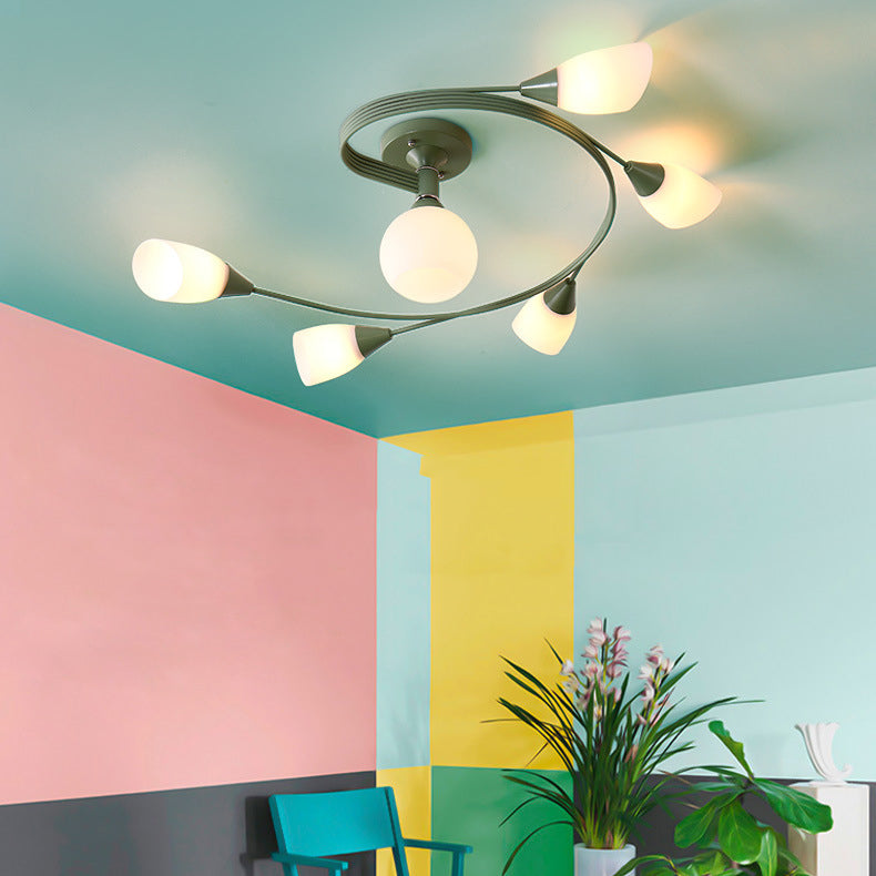 Lámparas de techo coloridas de hierro Luz de montaje de altura de dormitorio simple