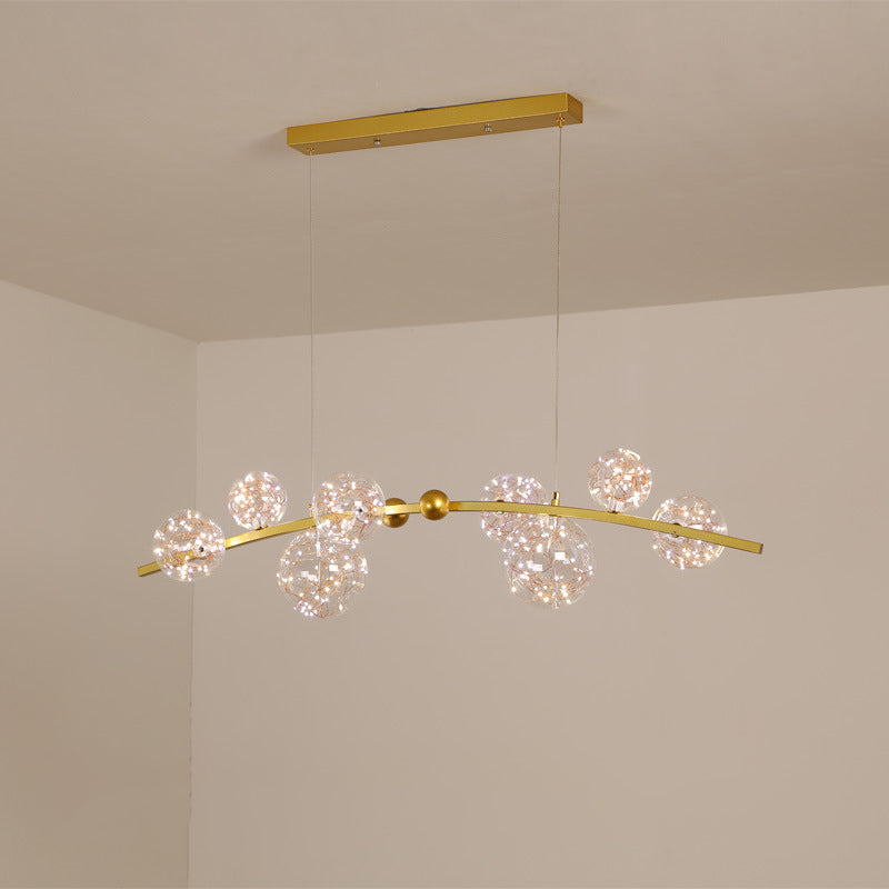 Starry Island Leuchten moderne stilvolle 8-Licht-Goldheizenlicht mit Glasschatten