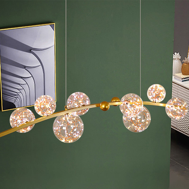 Starry Island Leuchten moderne stilvolle 8-Licht-Goldheizenlicht mit Glasschatten