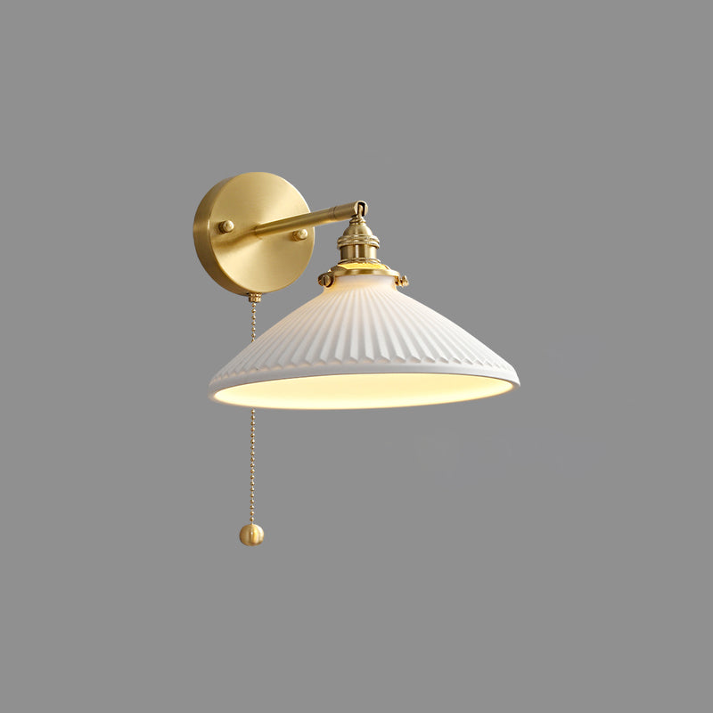 Arm Adjustable Wall Sconce 1-Light Modern Style Wall Mount Lamp with Ceramics Shade