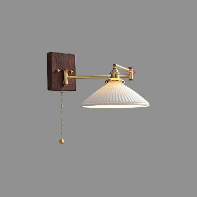 Arm Adjustable Wall Sconce 1-Light Modern Style Wall Mount Lamp with Ceramics Shade