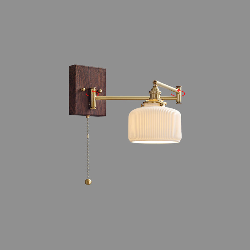 Arm Adjustable Wall Sconce 1-Light Modern Style Wall Mount Lamp with Ceramics Shade