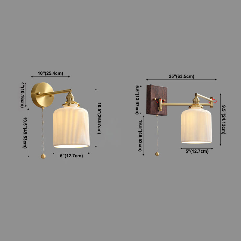 Arm Adjustable Wall Sconce 1-Light Modern Style Wall Mount Lamp with Ceramics Shade