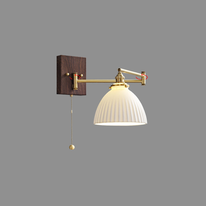 Arm Adjustable Wall Sconce 1-Light Modern Style Wall Mount Lamp with Ceramics Shade