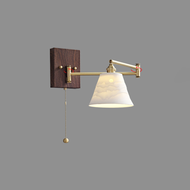 Arm Adjustable Wall Sconce 1-Light Modern Style Wall Mount Lamp with Ceramics Shade