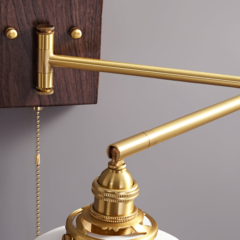 Arm Adjustable Wall Sconce 1-Light Modern Style Wall Mount Lamp with Ceramics Shade