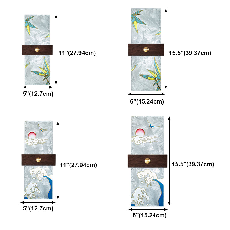 1-Light Wooden Wall Sconce Modern Simple Wall Mount Lamp with Acrylic Shade for Bedroom