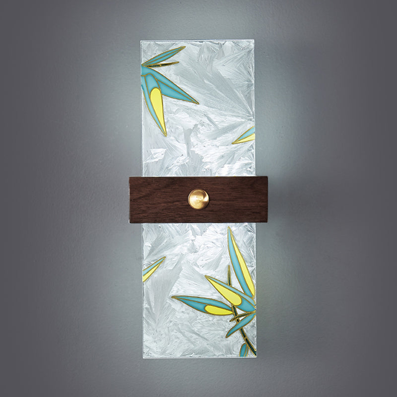 1-Light Wooden Wall Sconce Modern Simple Wall Mount Lamp with Acrylic Shade for Bedroom