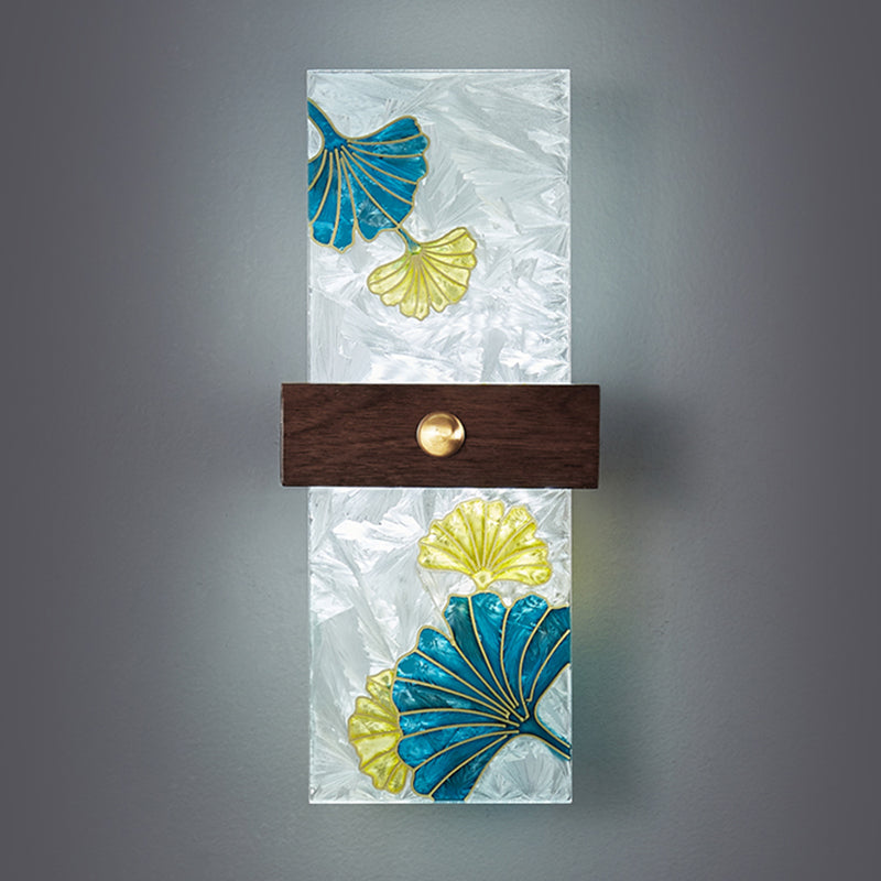 1-Light Wooden Wall Sconce Modern Simple Wall Mount Lamp with Acrylic Shade for Bedroom