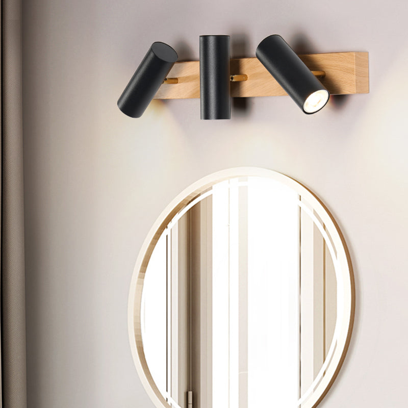 Lámpara de tocador de forma de cilindro de tocador de tocador de hierro de estilo nórdico con sombra de metal para dormitorio