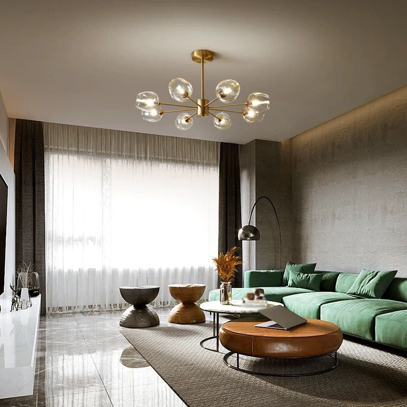 Lustres géométriques contemporains luminaires en verre lustres d'éclairage en or