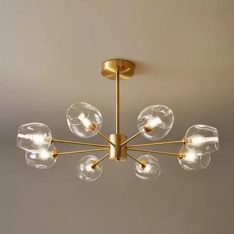 Lustres géométriques contemporains luminaires en verre lustres d'éclairage en or