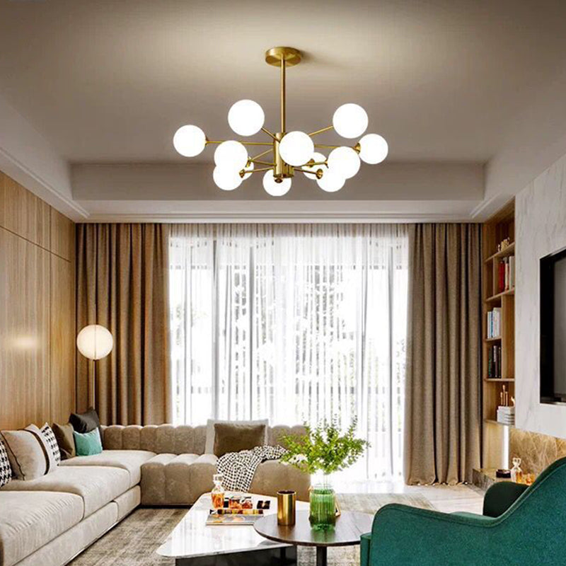 Lustres géométriques contemporains luminaires en verre lustres d'éclairage en or