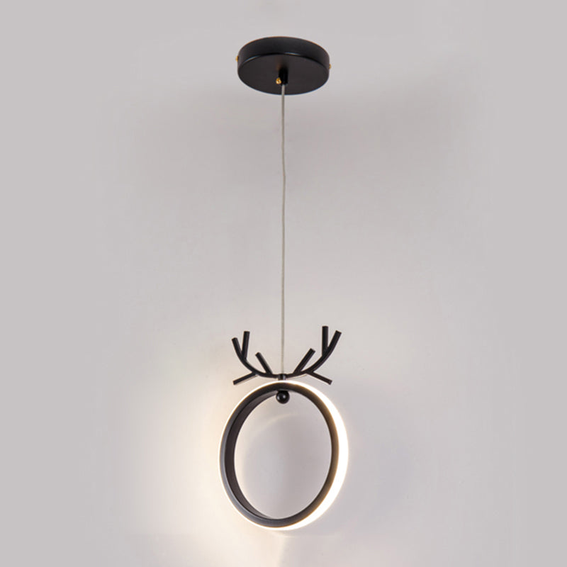 Nordic Style Iron Ceiling Lamp Geometry LED Pendant Light with Antlers for Bedroom