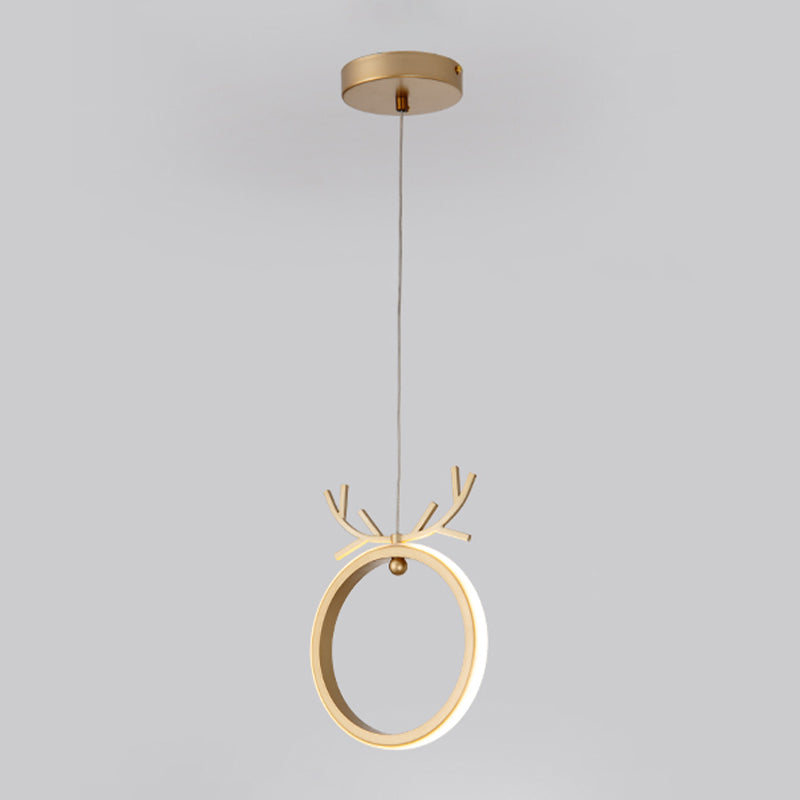 Nordic Style Iron Ceiling Lamp Geometry LED Pendant Light with Antlers for Bedroom