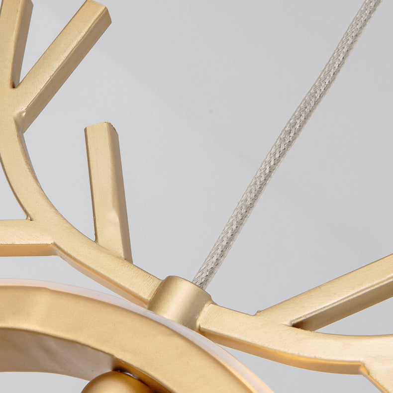 Nordic Style Iron Ceiling Lamp Geometry LED Pendant Light with Antlers for Bedroom
