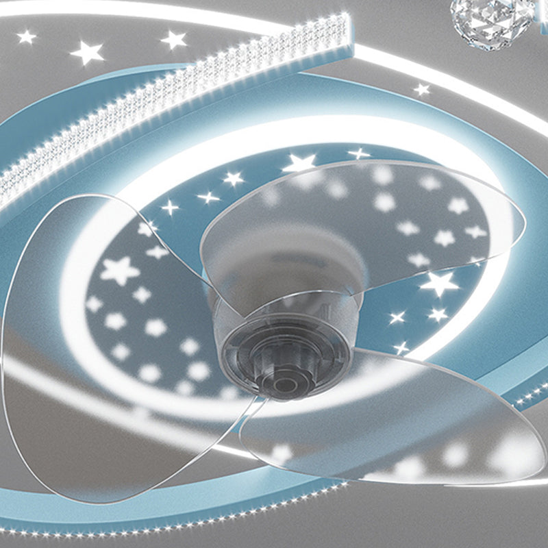 Modern Oval Ceiling Fan Light Metal 1 Light LED Ceiling Fan for Children's Room