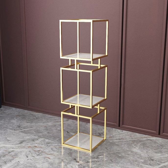 Modern Vertical Etagere Bookshelf Manufactured Wood Shelf Iron Frame Bookshelf