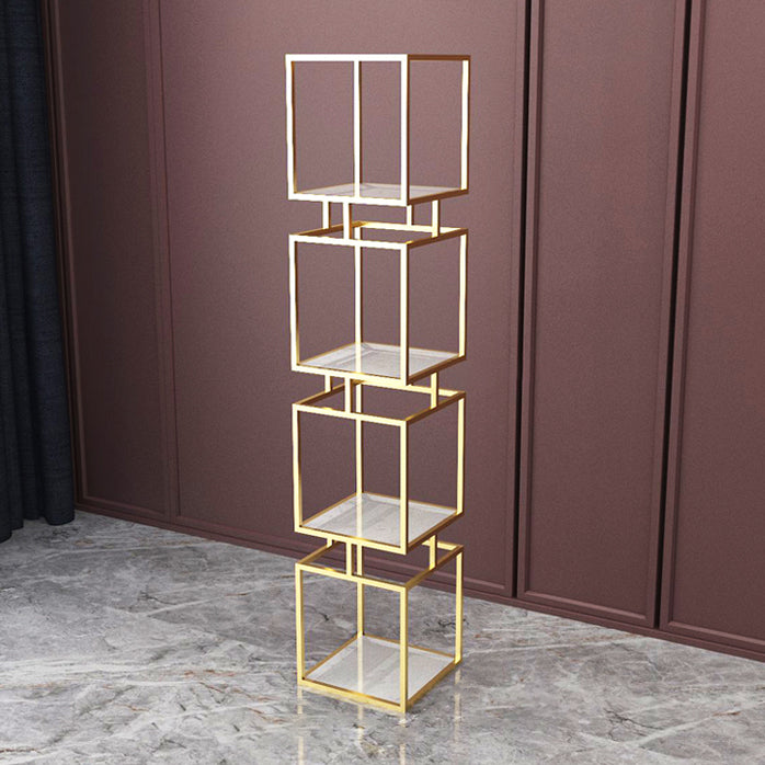 Modern Vertical Etagere Bookshelf Manufactured Wood Shelf Iron Frame Bookshelf