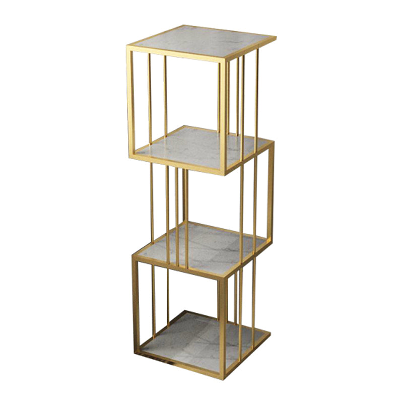 Modern Vertical Etagere Bookshelf Manufactured Wood Shelf Iron Frame Bookshelf
