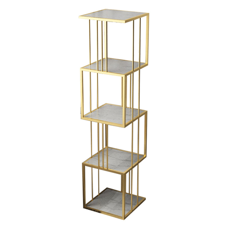 Modern Vertical Etagere Bookshelf Manufactured Wood Shelf Iron Frame Bookshelf