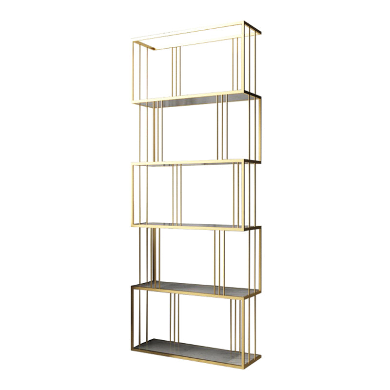 Modern Vertical Etagere Bookshelf Manufactured Wood Shelf Iron Frame Bookshelf