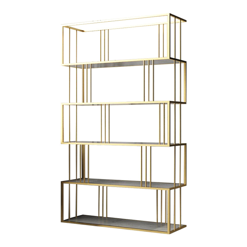 Modern Vertical Etagere Bookshelf Manufactured Wood Shelf Iron Frame Bookshelf