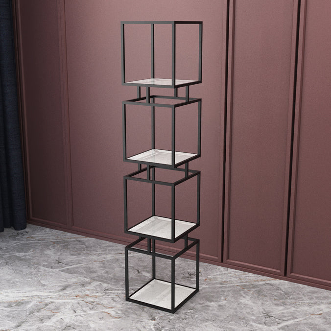 Modern Vertical Etagere Bookshelf Manufactured Wood Shelf Iron Frame Bookshelf
