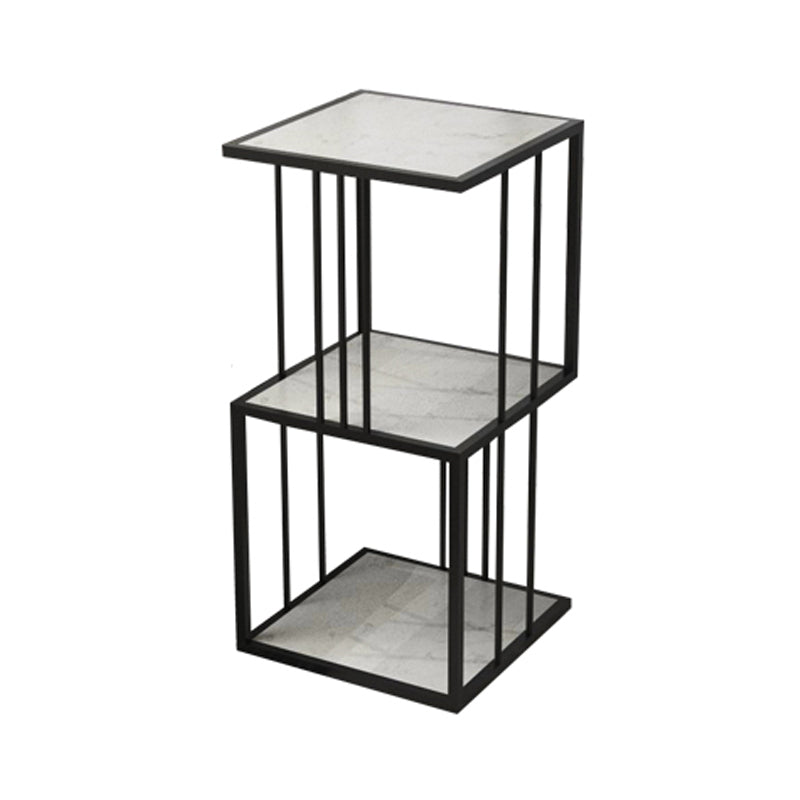 Modern Vertical Etagere Bookshelf Manufactured Wood Shelf Iron Frame Bookshelf