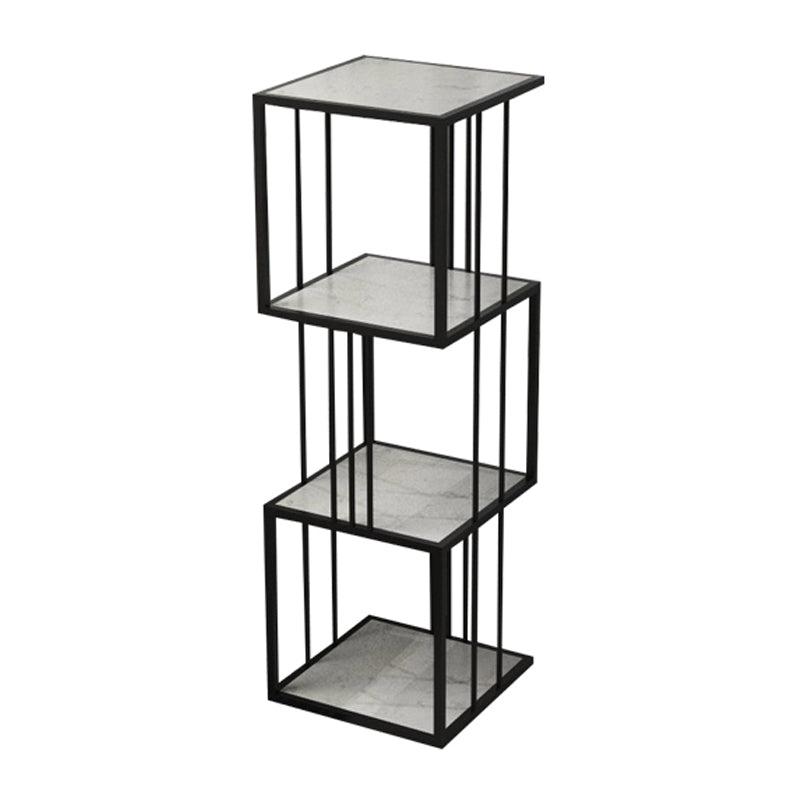 Modern Vertical Etagere Bookshelf Manufactured Wood Shelf Iron Frame Bookshelf