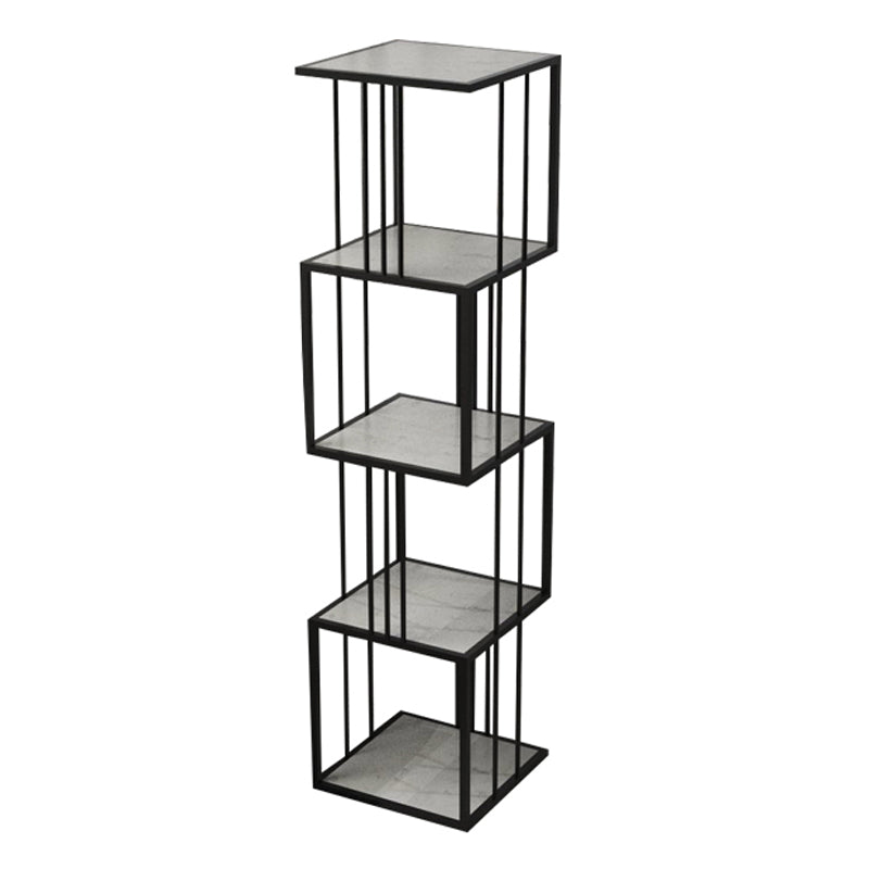Modern Vertical Etagere Bookshelf Manufactured Wood Shelf Iron Frame Bookshelf