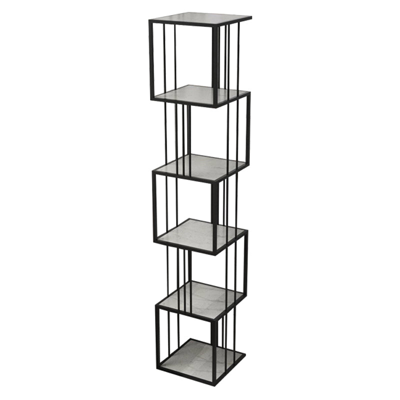 Modern Vertical Etagere Bookshelf Manufactured Wood Shelf Iron Frame Bookshelf