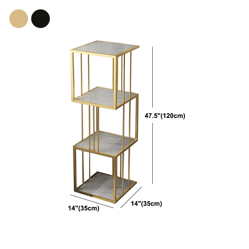 Modern Vertical Etagere Bookshelf Manufactured Wood Shelf Iron Frame Bookshelf