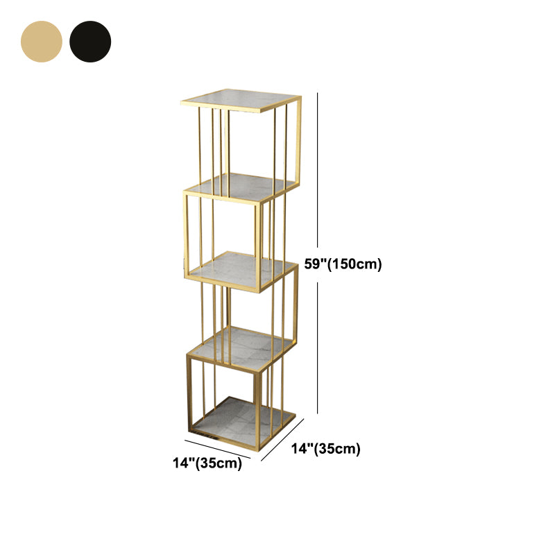 Modern Vertical Etagere Bookshelf Manufactured Wood Shelf Iron Frame Bookshelf