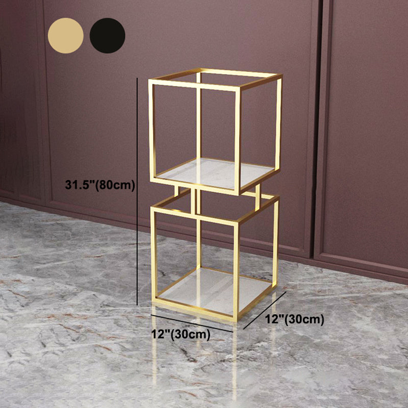 Modern Vertical Etagere Bookshelf Manufactured Wood Shelf Iron Frame Bookshelf