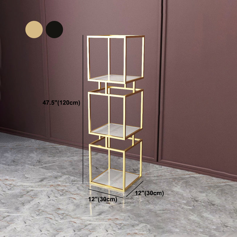 Modern Vertical Etagere Bookshelf Manufactured Wood Shelf Iron Frame Bookshelf