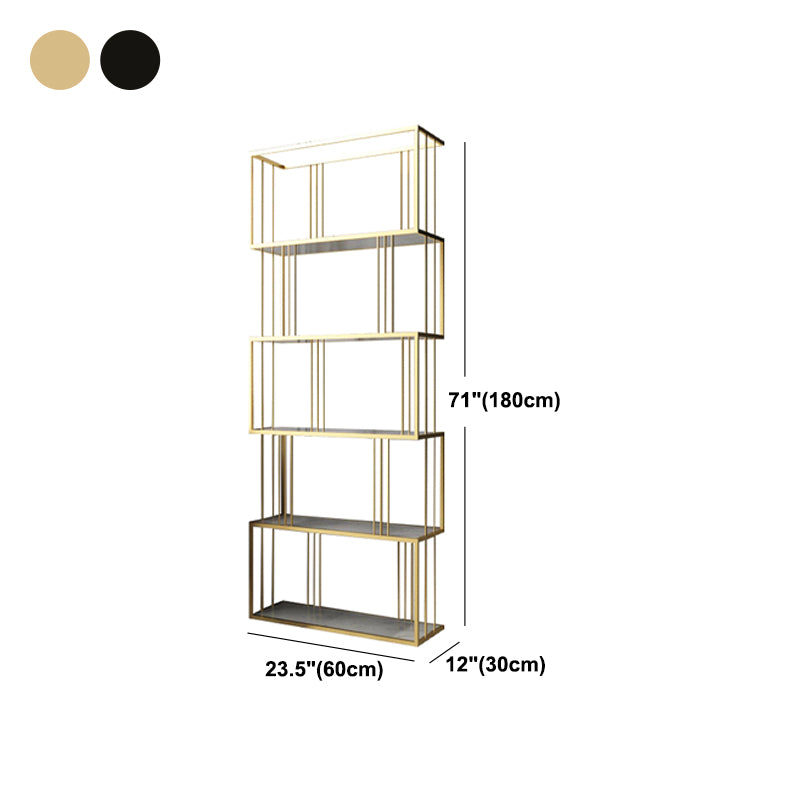 Modern Vertical Etagere Bookshelf Manufactured Wood Shelf Iron Frame Bookshelf