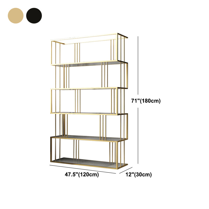 Modern Vertical Etagere Bookshelf Manufactured Wood Shelf Iron Frame Bookshelf