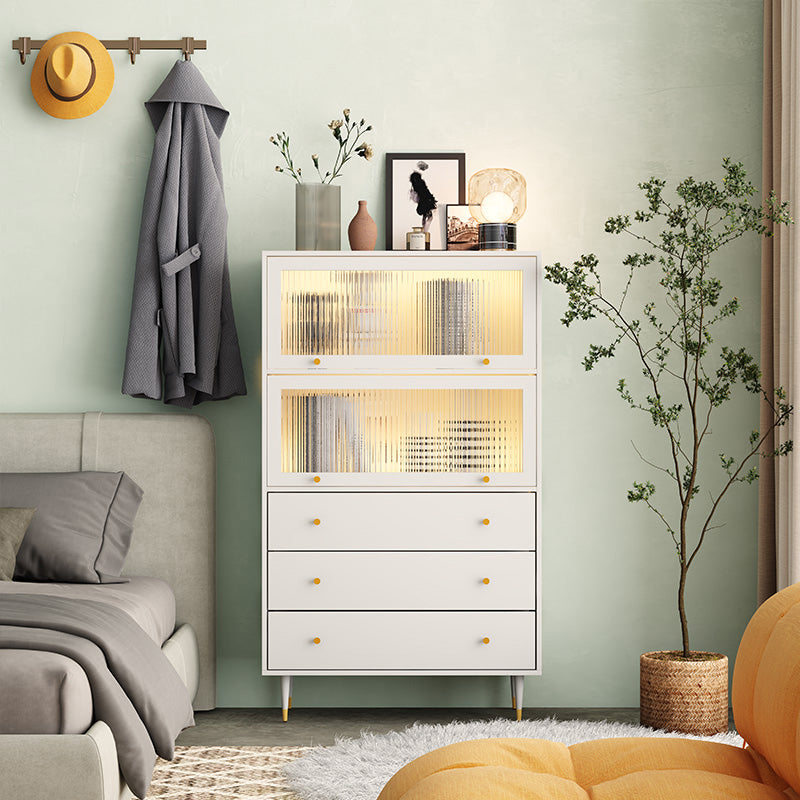 Glam Manufactured Wood Standard Bookcase Vertical Bookcase with Door and Drawers