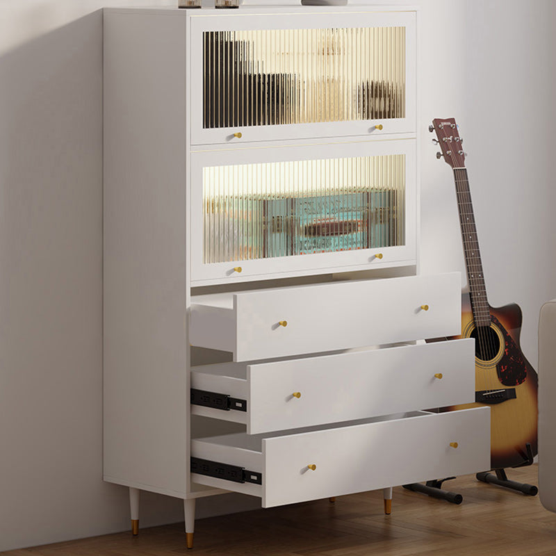 Glam Manufactured Wood Standard Bookcase Vertical Bookcase with Door and Drawers